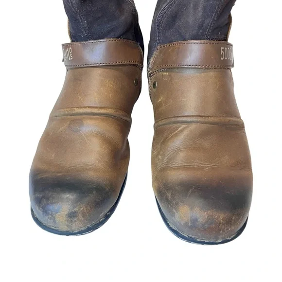 OTTO ZONE Cowboy/Motorcycle Boots, Brown Leather, Side Zippers, Buckles, Sz 11.5 - Picture 3 of 11